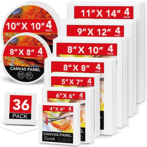 Lista de Paneles de lienzo disponible en línea para comprar. 44 ESRICH - Lienzos para pintura, paquete de 36 tablas de lona de 4 x 4, 6 x 6, 8 x 8, 5 x 7, 8 x 10, 9 x 12, 11 x 14, paneles de lona redondos con 8 x 8, 10 x 10 lienzos grandes para...