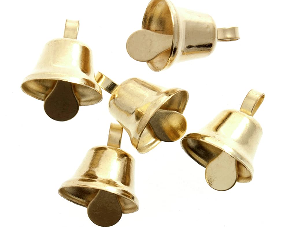DISC - LAST FEW - 5 Gold 14mm Liberty Jingle Bells for Crafts
