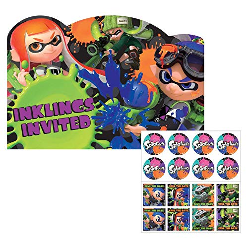 Cartes Splatoon lot de 8 invitations style carte postale anniversaire garçon fille