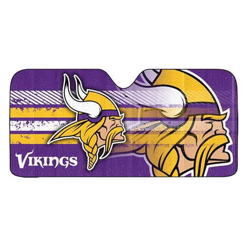 Image of Fanmats NFL Windshield Sun Auto Shade, Sun Shield Sun Visor Accordion tri-fold for Storage 59 inch x 29.5 inch, Colorful Team Design