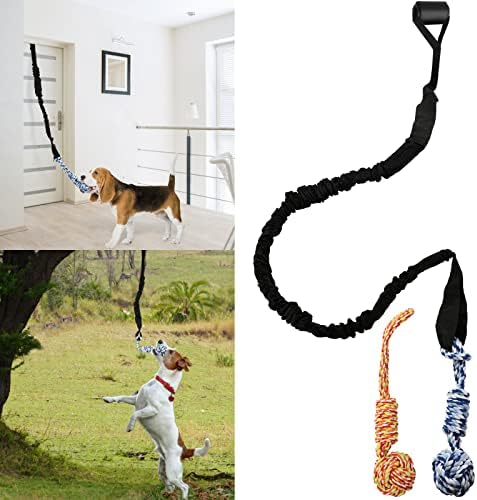 QINGFANGLI Spring Pole Dog Rope Toys Outdoor Dog Tug of War Toy for Pitbull Medium to Large Dogs Outdoor Bungee Hanging Exercise Ropes Muscle Builder Dogs Interactive Toys (Dog Rope Toys)
