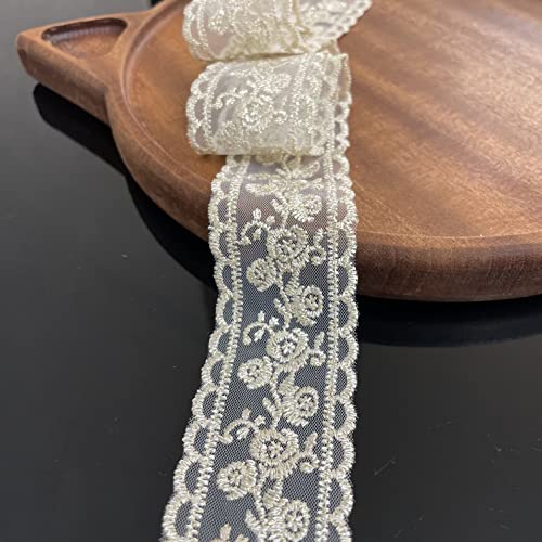 Lace Fabric, Sewing Embroidery Lace Ribbon Trim For Sewing, Gift Wrap, Bridal Shower Wedding Decoration, Diy Art Crafts (Gold/1.38 Inch Width) #TOP5