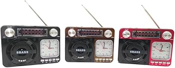 Rádio Retrô Portátil, Bluetooth, AM/FM/SW, Entrada USB