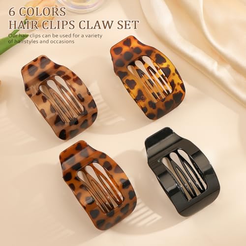 Image of 4 PCS Flat Hair Clips for Women, Large French Flat Claw Clips for Thick Thin & Curly Hair, Strong Hold Non Slip Leopard Print Jaw Clips Hair Accessories for Girls Valentine's Day Gift, Tortoise