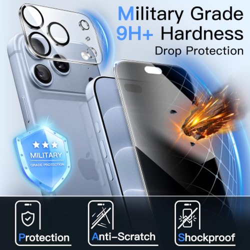 Image of JETech Privacy Screen Protector + Camera Lens Guard for iPhone 18 Pro
