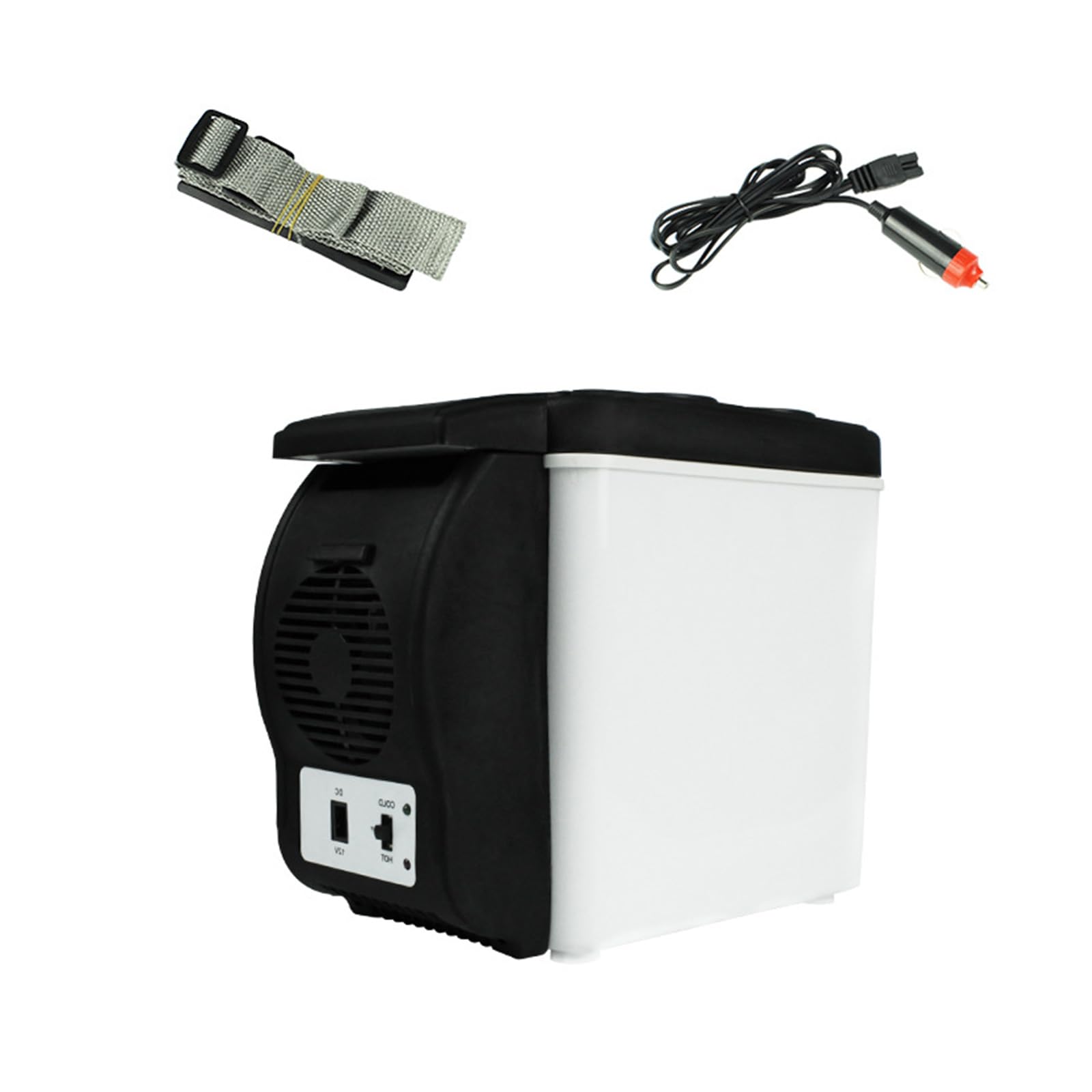 Refrigerador portátil de 6 L y 12 V para coche, refrigeración compacta con correa de transporte, diseños de bajo ruido, para uso en viajes, doble refrigeración, refrigeración para coche, refrigerador