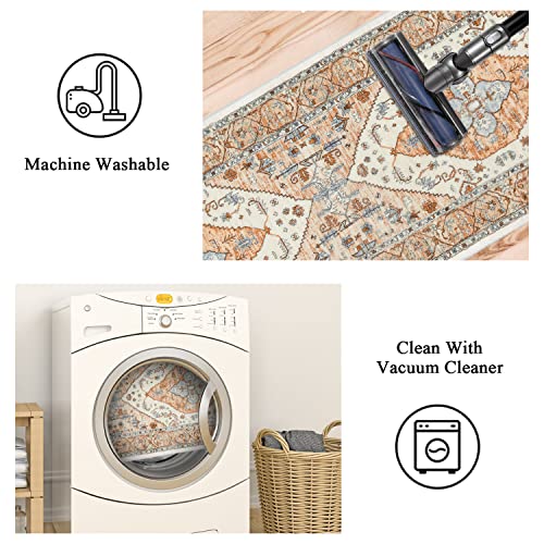 Bsmathom Boho Runner Rug, 2X6 Persian Hallway Rug Runner, Non-Slip Non-Shedding Runner Rug, Soft Machine Washable Low-Pile Floor Carpet For Hallway Entryway Bedroom Living Room #TOP5