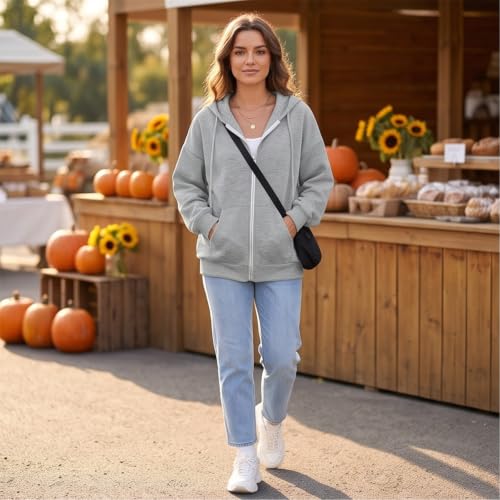 Elneeya Women's Zip Up Hoodie Y2K Office Travel Oversized Sweatshirts - image 2