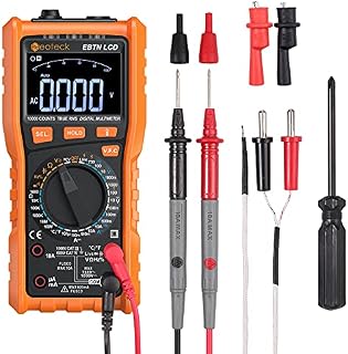 Neoteck True RMS 9999 Counts Digital Multimeter, Large Backlit EBTN LCD, Manual & Auto Ranging Integrated Design - Orange