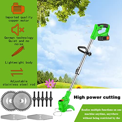 Accu-grasmaaier, 21 V, accu-grasmaaier, met accu en reservemes, grasmaaier, verstelbare kop en telescoopgreep voor gazon, landbouw, park, huis, fruit - Afbeelding 5