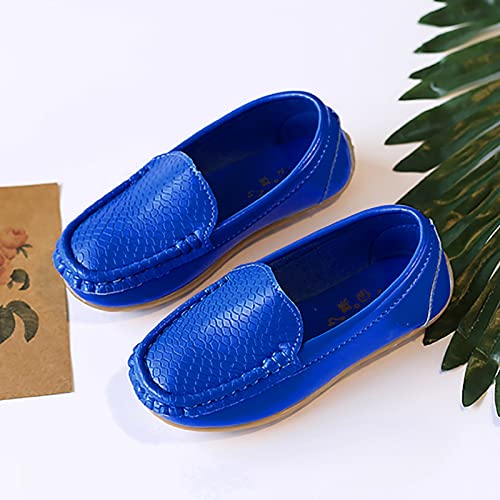 Boys Girls Leather Loafers Soft Slip-On Texture Flat𝘀 Boat Dress 𝗠occasin Daily Casual Walking Schooling Shoes4