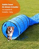 SPORTIKEL24 Agility Sacktunnel Blau – 3,80 m Länge, Ø 60 cm – Für Welpen & Anfängerhunde – mit Ösen, Heringen & Tragetasche – von Superhund