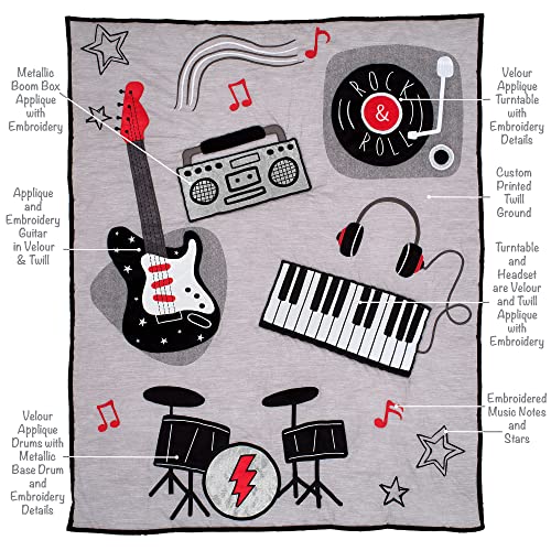 Image of Lambs & Ivy Rock Star Musical Instruments 3-Piece Baby Crib Bedding Set - Gray
