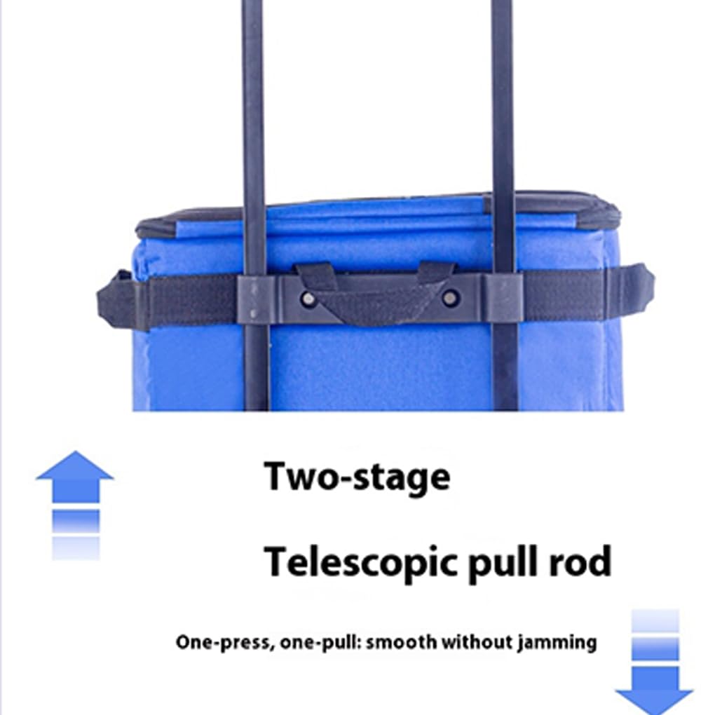 Borsa termica da 43 litri con ruote e maniglia - Borsa termica grande con cerniera e tasca in tessuto Oxford resistente per esterni, blu