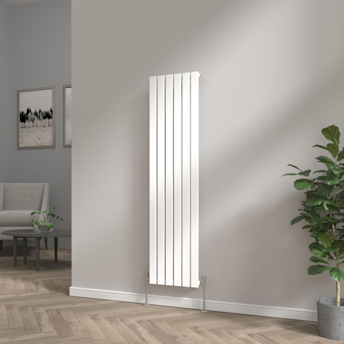 NRG 1600 x 408mm Bathroom Vertical Radiator Gloss White Single Flat Panel Tall Upright Central Heating Rad