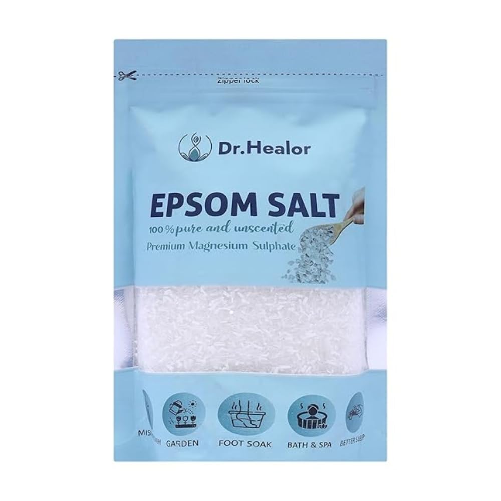 Dr. Healor Epsom Salt for Bath – 900g | Pure Magnesium Sulfate Crystals | Muscle Relaxation, Foot Soak, Stress Relief & Pain Recovery | Natural Detox Bath Salt