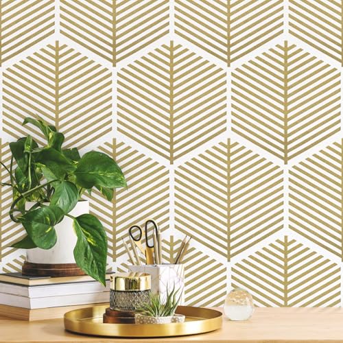 10 Stunning Picks for the Best Wallpaper for Small Bathroom 11 Fititem Gold Peel and Stick Wallpaper Boho Modern Gold and White Contact Paper Removable Self Adhesive Waterproof Wallpaper for Bathroom Bedroom Hexagon Accent Geometric Contact Paper 17.3inW 393inL