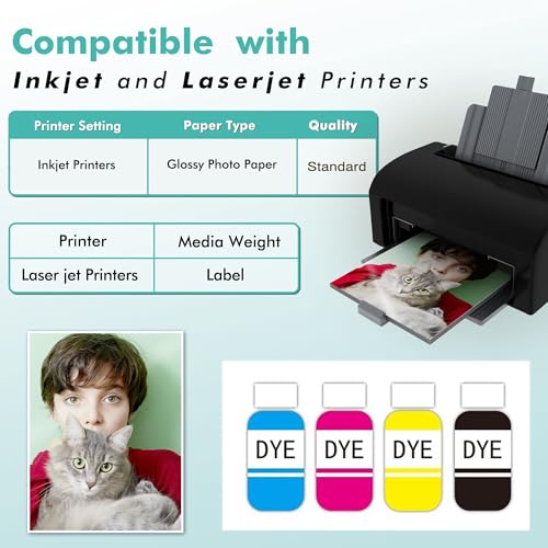 Koala Thin Double Sided Semi-Gloss Photo Paper 8.5X11 Inch 40 Sheets 32LB for Inkjet and Laser Printer for Menu Flyer Print