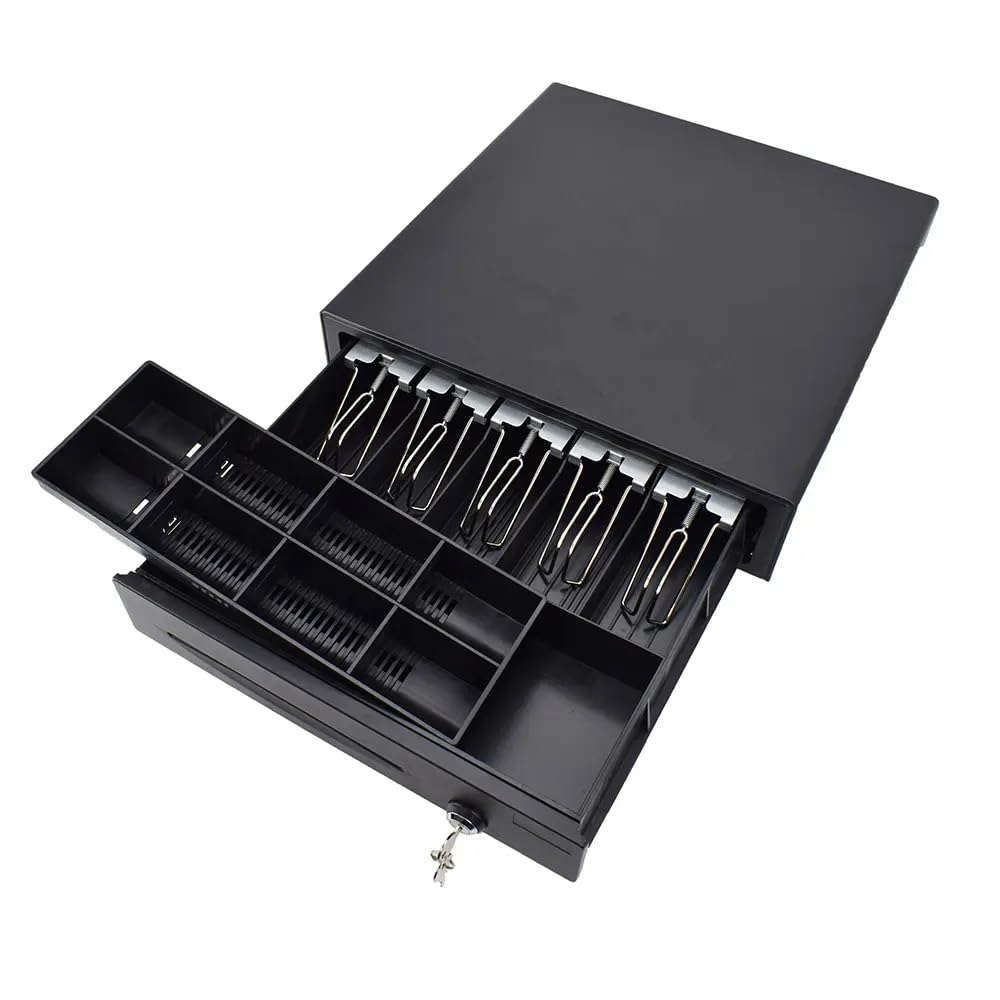 swaggers Metal Cash Drawer For Point of Sale (POS) System with Removable Coin Cash Tray, 5 Bills /8 Coins slots Drawer with RJ11 Interface Key Lock | Black Colour-image-9