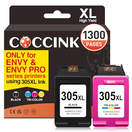 Cartouche pour HP Envy 6032e 305 XL COCCINK d'encre noire et couleur