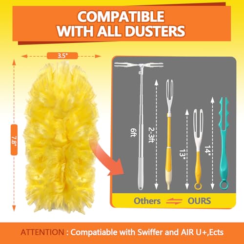 Image of Heavy Duty Duster Refills for Swiffer Duster (40 Count) | 360 Unscented Disposable Multisurface Dusters with 1 Handle- for Home, Blinds, Fans & Corners, Yellow