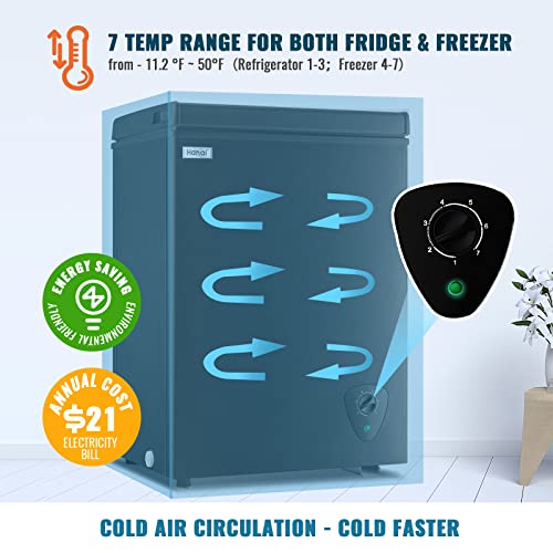 3.5 Cu.ft Chest Freezer Wanai Small Deep Freezers Top Door With Removable Basket Mini Compact Freezer 7 Temperature Control Energy Saving For Home Kitchen Office Dorm Apartment Black #TOP2