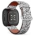 CJBROES Replacement Leather Watch Band, Compatible with Fitbit Versa 3 and Fitbit Sense of Wristband Bracelet Accessory - Floral-Flowers-Butterflies
