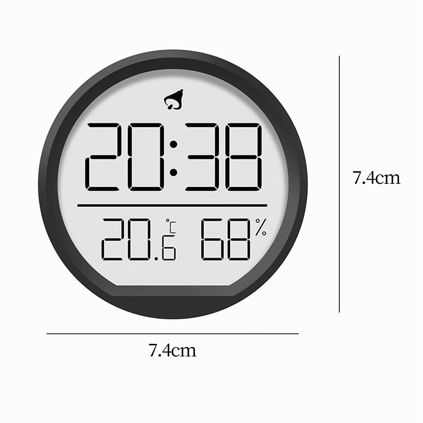Sharplace 3 in 1 Digitaler Wecker, runde Wanduhr mit Thermometer, kein Ticken, 12/24 Stunden, vielseitige batteriebetriebene Uhr Desktop Thermometer tragbar Für Haus Küche Büro, Schwarz