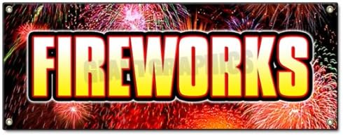 24"x120" Fireworks I Banner Sign Stand Firework Store Signs