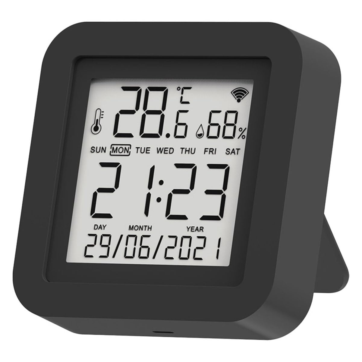 1set Termometro Igrometro Digitale Multifunzionale Con Display Lcd Retroilluminato Misuratore Di Umidità e Temperatura Per Ambienti Interni Alimentato Da Usb Adatto Per Uffici