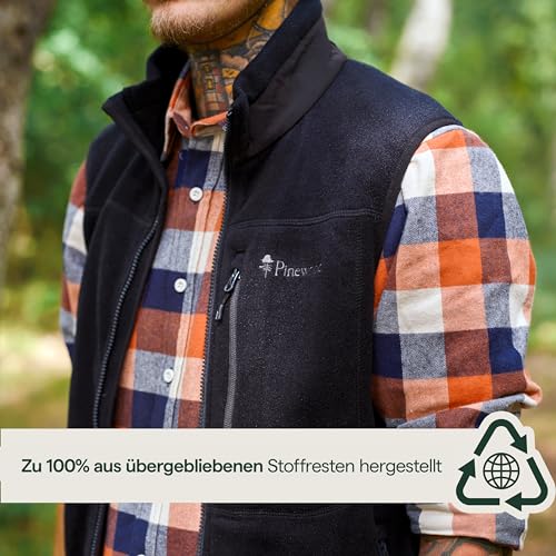 Pinewood Herren Fleeceweste, ärmellose grün, schwarz, oder blaue Outdoor Weste aus 100% übergebliebenen Stoffe, ideales Fleece für die Jagd und zum Wandern