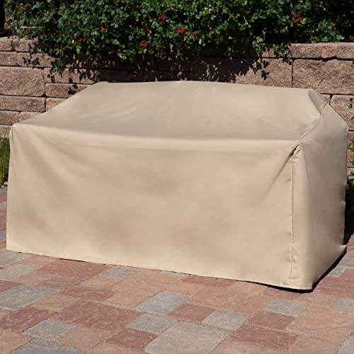 Modern Leisure Basics Terrassen-Zweisitzer/Sofabezug, wetterbeständiger Stoff, Schutz für Gartenmöbel, perfekt für Terrasse, Deck und Veranda, 139,7 cm L x 83,8 cm B x 96,5 cm H, Khaki