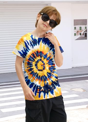 Image of Boys Tie Dye Shirt Kids Rainbow Shirts Size 4-16