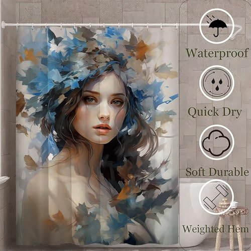 Rideau de douche polyester imperméable lavable 150 x 180 cm avec crochets G-1094