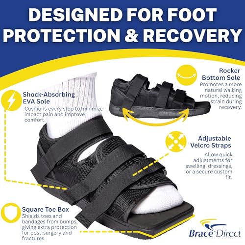 Image of Brace Direct Post Op Shoe & Medical Foot Brace - Stress Fracture, Broken Toe & Bunion Support L3260 - Orthopedic Walking Immobilizer for Left or Right Foot (MD - WOMENS US SHOE: 6.5-8) (Pack of 2)