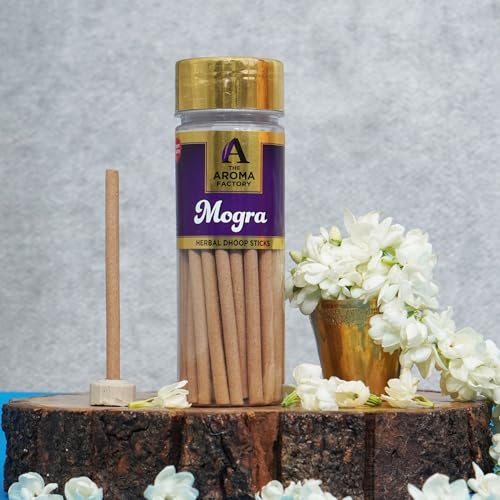 Image of The Aroma Factory Dhoop Batti Sticks for Pooja with dhup Incense Holder Stand,Best for Long Lasting Fragrances, dhupbatti (Pack of 1, Mogra)
