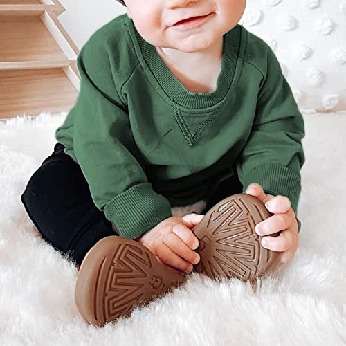 Toddler Baby Boy Girl Clothes Crewneck Sweatshirt Solid Color Long Sleeve Pullover Tops Fall Winter Casual Outfit2