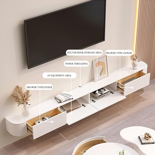 Rangement sous TV flottant de 140 cm pour optimiser les petits salons