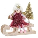 Hogar y Mas Figura Hada Trineo Navidad MDF POLIÉSTER Decorativa 14X5X14CM