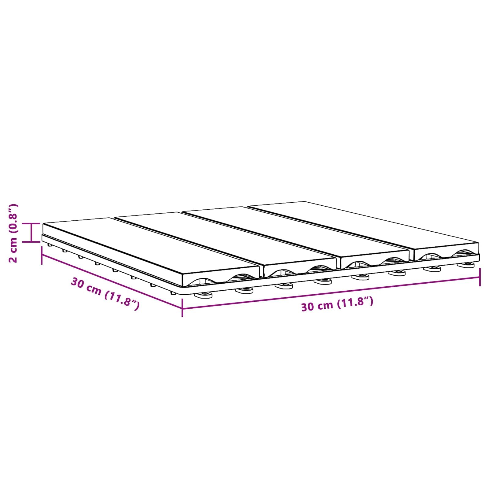 WPC Terrassenfliesen 3D-Design 11 Stück 30 x 30 cm, Klickfliesen für Bodenbelag Balkon und Terrasse Teak-Optik