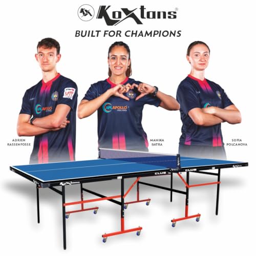 Image of Koxton Amazon Brand Koxtons TT Club Foldable Tennis Board Table with Wheels and Net (Full Size, 18mm)