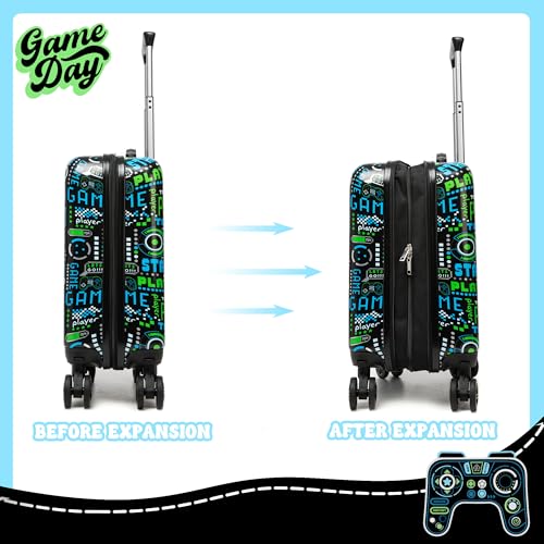 Image of Kids Suitcase Set for Boys Hardside Luggage with Spinner Wheels 2 Piece 16inch Toddler Suitcase for Boys Travel Carry on Luggage Airline Approved