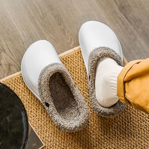 Winter Fuzzy Slippers for Women Men Fleece Lined Clogs Memory Foam Warm Plush Slippers Waterproof Platform Mules Shoes Indoor and Outdoor Classic Arch Support Garden Slides Cozy Shoes4