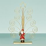 Dennis Home Decor Christmas Metal Santa Swirl Card Holder - Holds 20 Cards - Gold