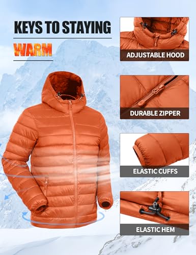 Image of Pioneer Camp Mens Lightweight Packable Puffer Jacket Hooded Insulated Thermal Puffy Winter Jackets for Running Travel