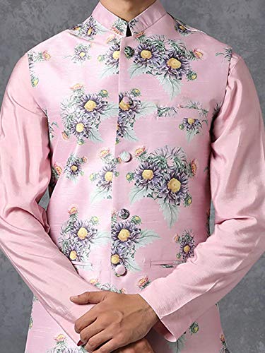 Elina fashion Men's Indian Satin Nehru Jacket || Printed Bandhgala Jodhpuri Sleeve Less Waistcoat ONLY4