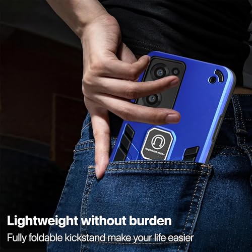 Image of Vaku Luxos Valor Military Grade Back Cover Case for OnePlus Nord CE 2 5G with Built-in Kickstand Magnetic Shockproof Protective Cell Phone TPU Case- Dark Blue