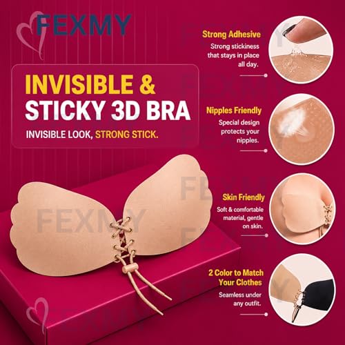 Image of Women's & Girl's Strapless Push Up Wire Free Stick On Invisible Bra, Sticky Liftup Silicone, Stick on Bra for Backless Dress Free Size B Cup