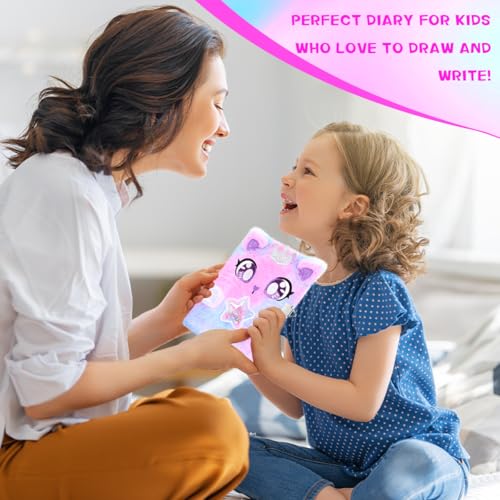 Image of rinBarBee Diary for Girls with Lock and Keys,Tie-Dye Fuzzy Journal for Kids,Hardcover Fluffy Locking Notebook for Writing and Drawing,4-12 Year Old Girl Birthday