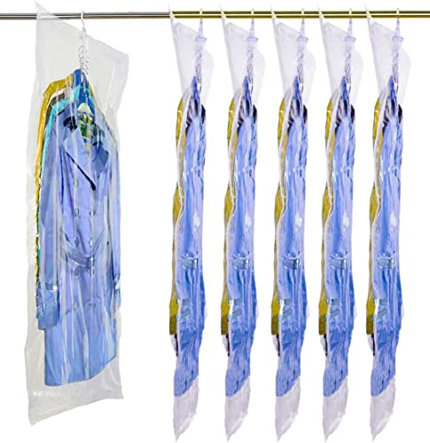 Hanging Vacuum Space Saver Bags 6 Pack, Closet Organizer Storage Bags, Vacuum Seal Clear Bags for...